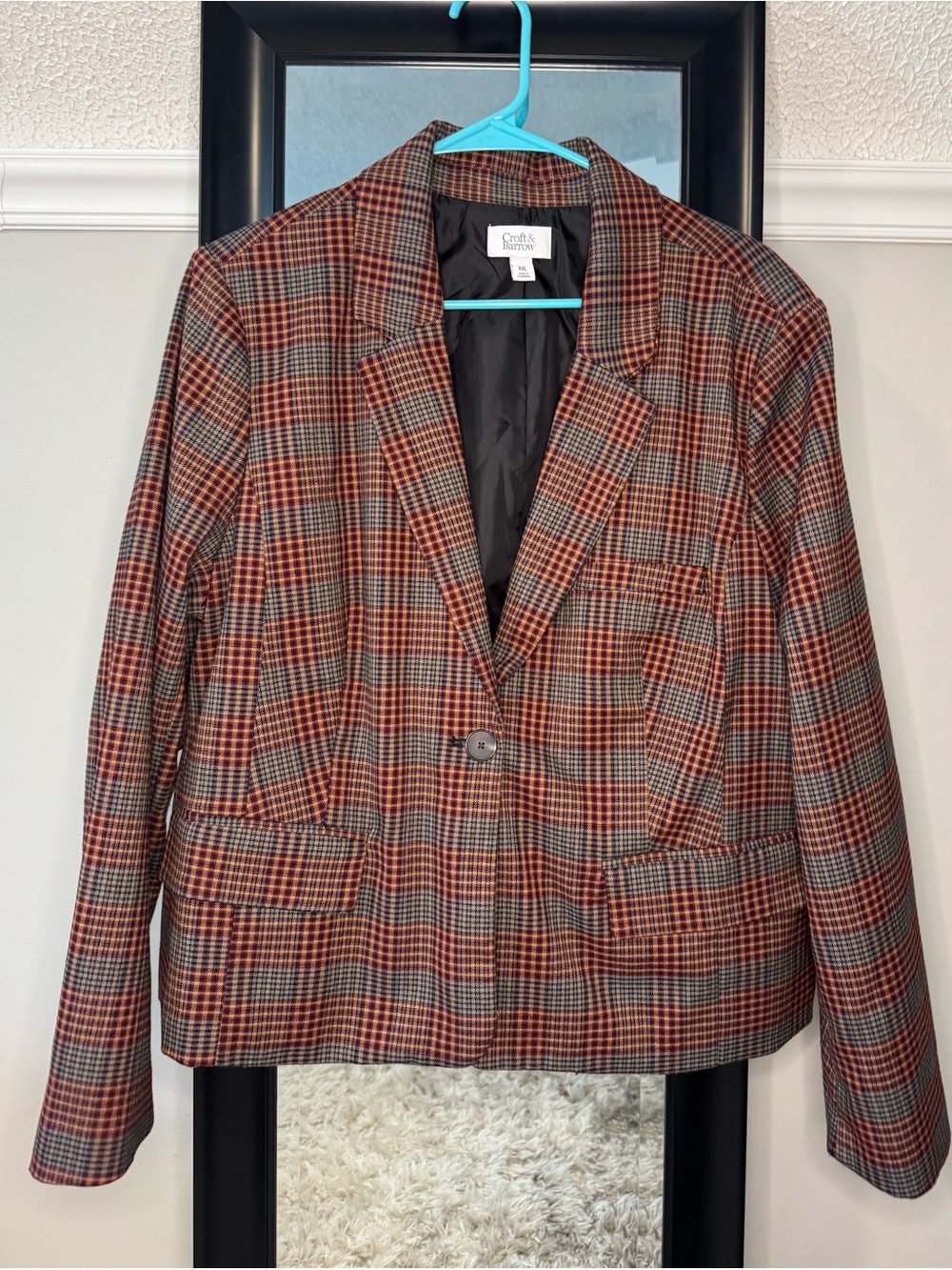 croft & barrow Rust and Gray Plaid Women's Blazer